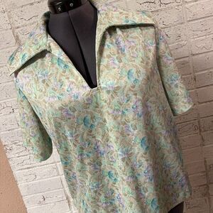 Vintage 70's Bon Worth Floral Top Plus Size 18